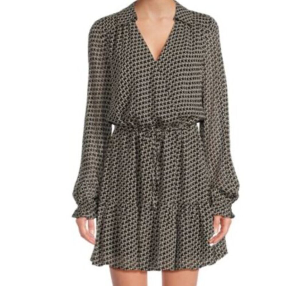 Anthropologie PAIGE Silk Lizabeta Dress Long sleeve houndstooth Small - Picture 2 of 3